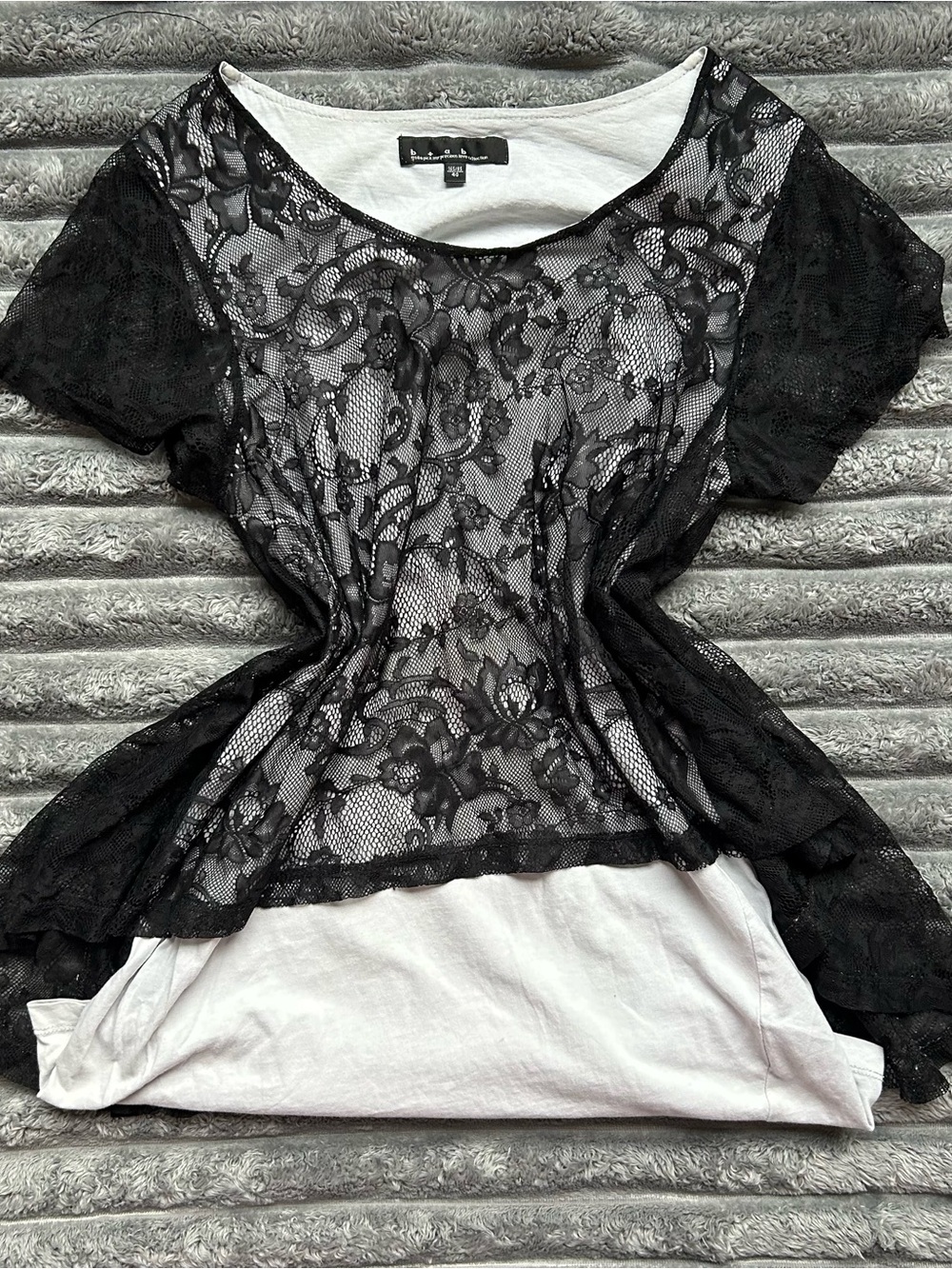 Unbranded Black Lace Overlay Camisole with White Tank